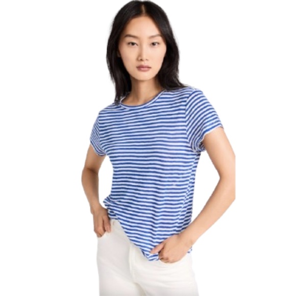 FRAME Easy True Striped Tee Organic Linen - Picture 1 of 16